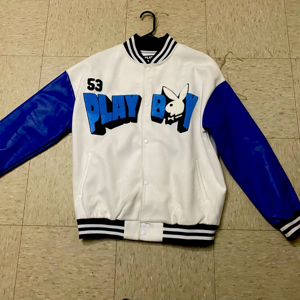 White and Blue Varsity Jacket